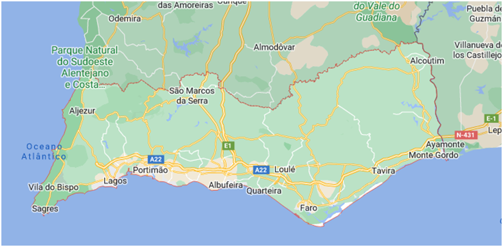 Mapa Algarve